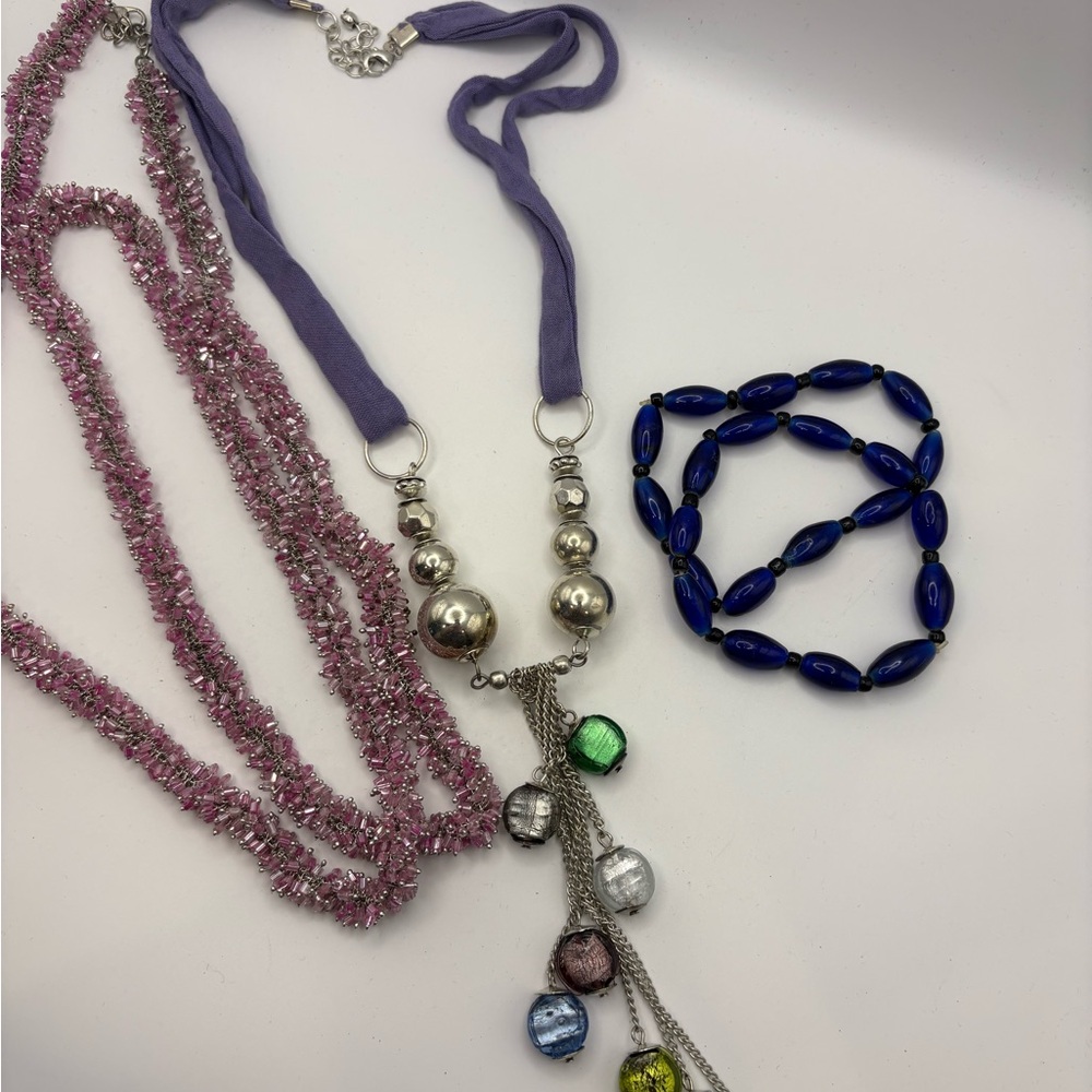Vibrant Silver and Multicolor Necklace Set